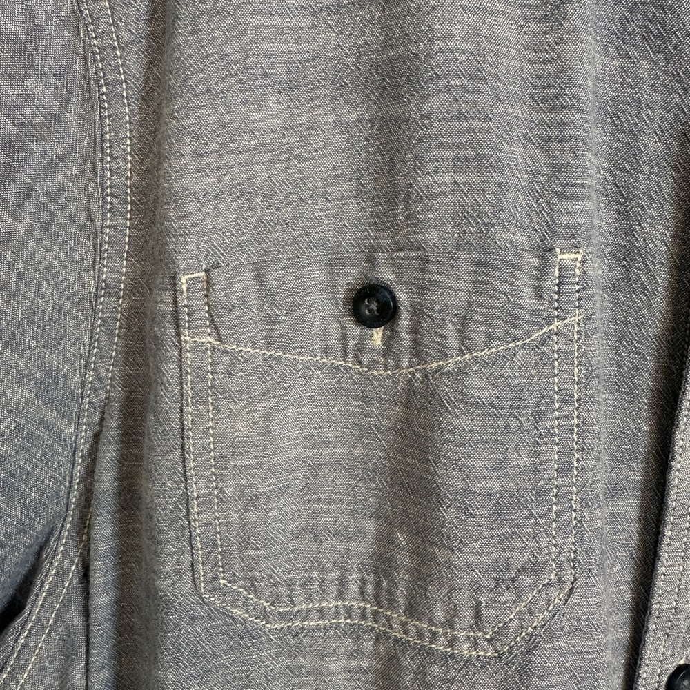 Woolrich XL Chambray Shirt Mens Blue Cotton Workwear Coastal Grandpa Button Down - Picture 4 of 9